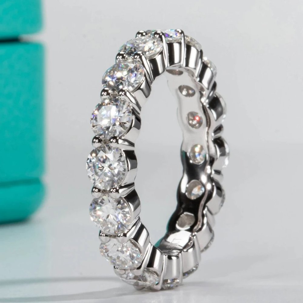 #Certified 4~5ct. T.W. Moissanite Diamond Full Eternity Band Ring New